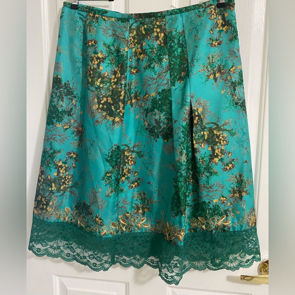A-LINE .. WOMENS Elegant Floral Lace Trim Embroidered Skirt - Picture 8 of 12